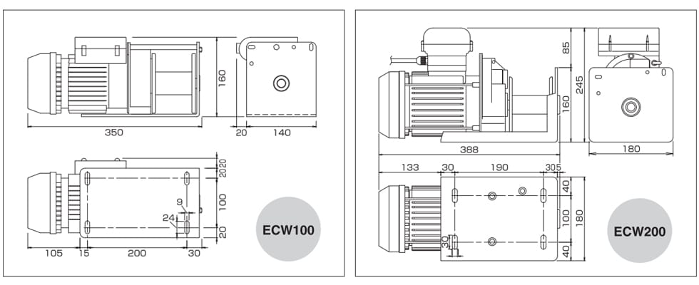 HHH ECW小型卷揚機尺寸